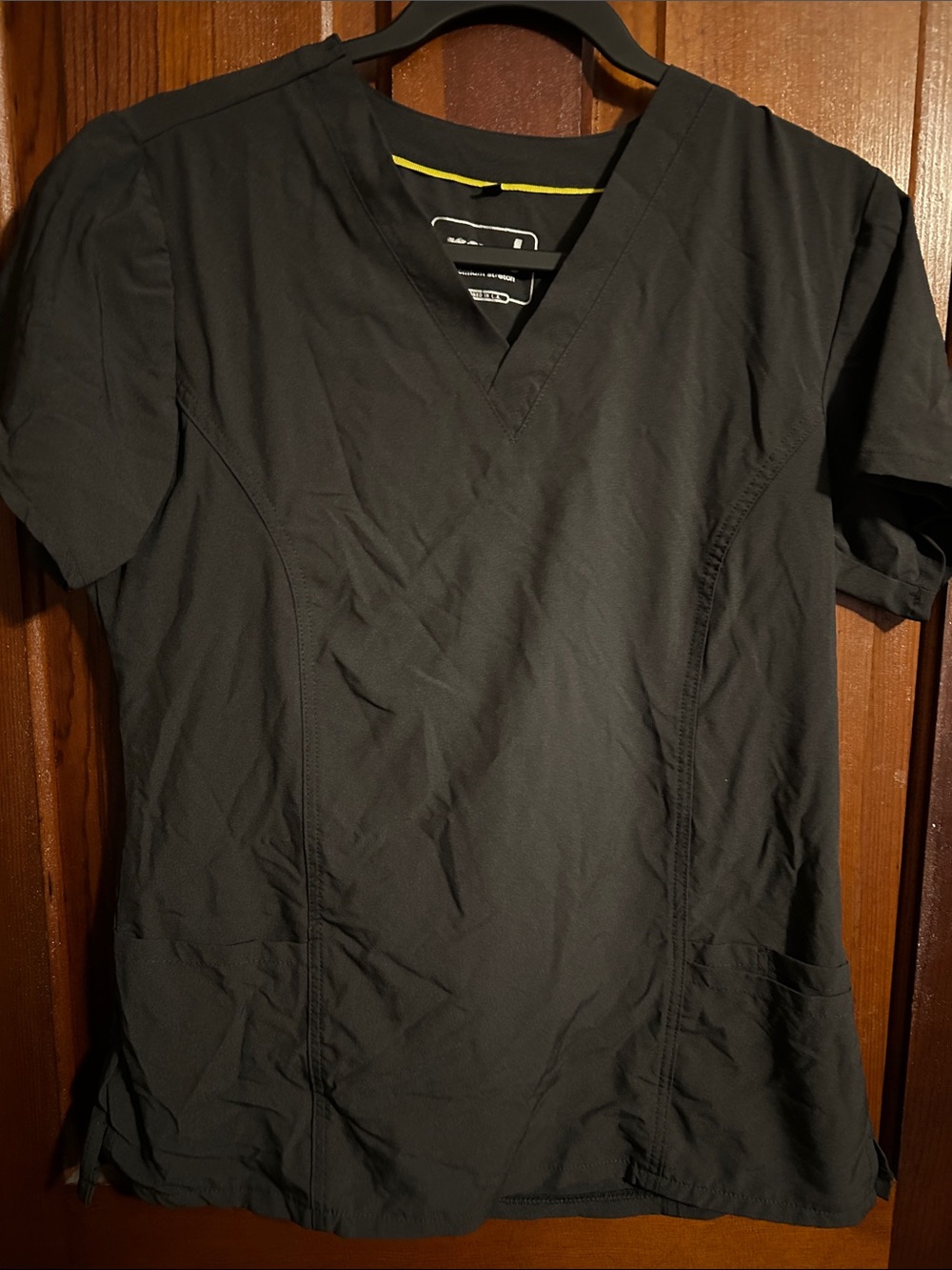 Unbranded Men's Black V-Neck Short Sleeve Scrub Top